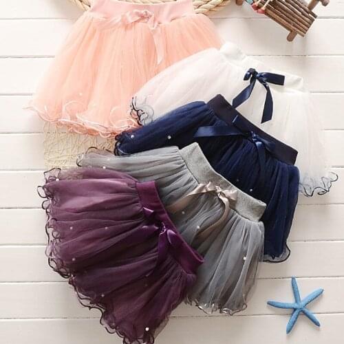 Girl tutu Lotus leaf Beaded Skirt 2020 New summer new baby children kids casual Dance mesh skirt