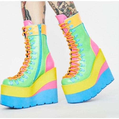 IPPEUM Womens Wedge Boots High Heels Shoes Boots Female Women Shoes Platform Shoes Womens Ankle Boots