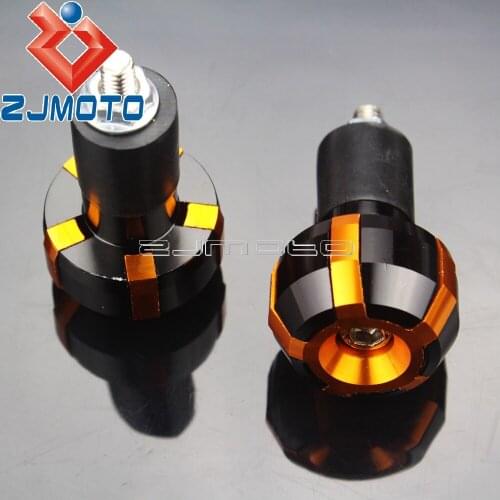 ZJMOTO Golden 22mm Handlebar Caps Aluminum Motorcycle Hand Bar Ends 7/8" Grips Ends Grip Cap Plug Slider For Yamaha YZF R1 R6