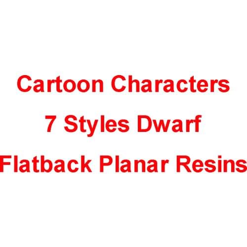 50pcs 7 Styles Cartoon Characters Dwarf Flatback Resin Cabochon Planar Resin Hair Bow Centers DIY Craft for Houten Decoratie