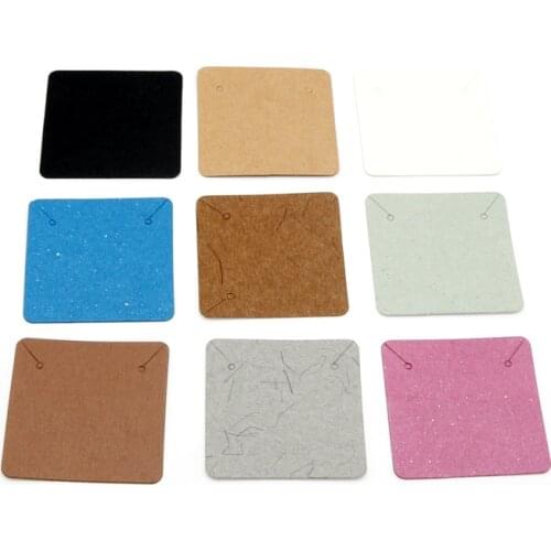 500Pcs 5x5cm Blank Kraft Paper Ear Studs Card Jewelry Display Earring Necklace Cards Favor Marking Garment Price Label Tags