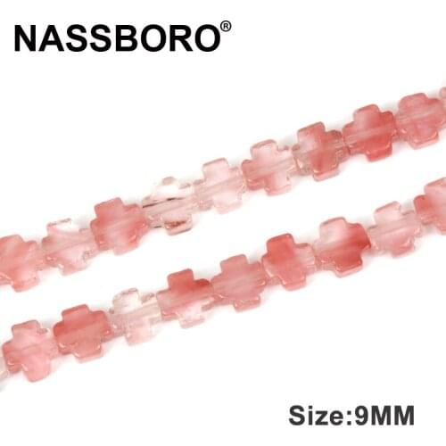 9mm Square Cross Watermelon Crystal Natural Stone Beads Spacer Beads For Jewelry Making DIY Bracelet Necklace Oranment Material