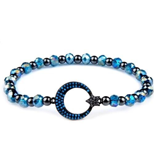 Chanfar Black Yellow Hematite Beaded Natural Stones Bracelet Blue Crystal Charm Zircon Micro Pave Pendant Women Fashion Jewelry