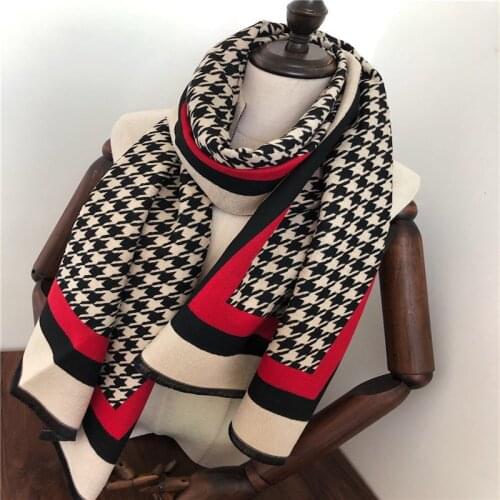 Brand 2020 Winter Scarf Houndstoo Cashmere Pashmina Women Scarfs Warm Thick Shawl Hijab Poncho For Ladies Scarves Foulard Femme