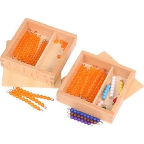 Montessori Mathematics Material Beads Bar in Wooden Box Early Preschool Toy