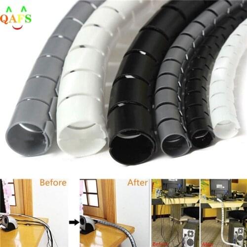 For PC TV 1m 10/25mm Cable Banding Loom Storage Organizer Spiral Wrap Tidy Cord Wire