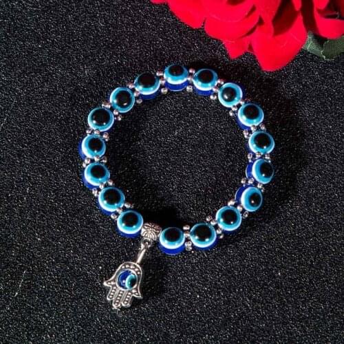 Blue Eyes Fatima Lucky Hand Bead Bracelet Womens New Fashion Amulet Accessories Bracelet Accessories Party Jewelry
