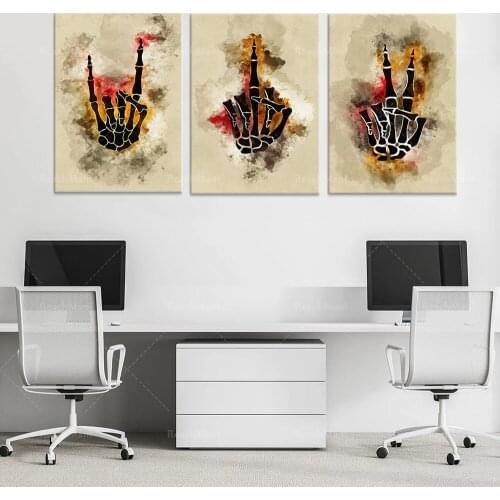 Skeleton hand poster gift for best friend watercolor wall art decoration