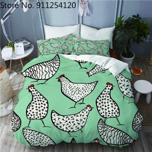 Chickens Bedding Sets 2/3 Piece Crane truck Car Duvet Cover Set Kids Cartoon Gift Bed Cover 2/3 Piece Rose Eyes Girl Bedding Set