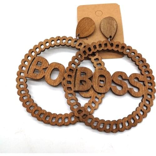 2019 Laser cut Boss Wooden Earrings
