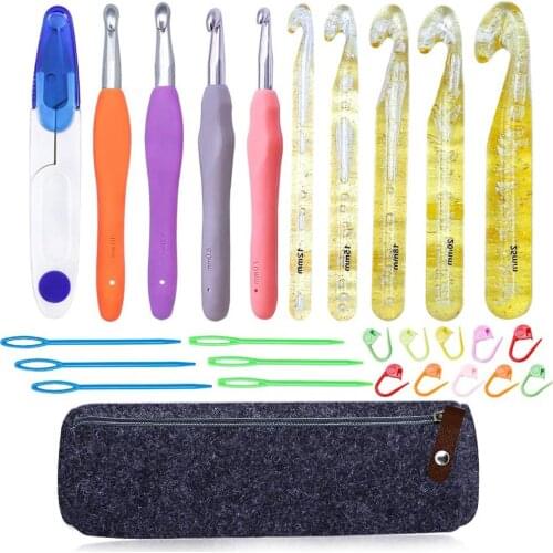 LMDZ DIY Crochet Hooks Needles Stitches Knitting Craft Case Crochet Needle Case Yarn Scissors Set Weaving Sewing Tools