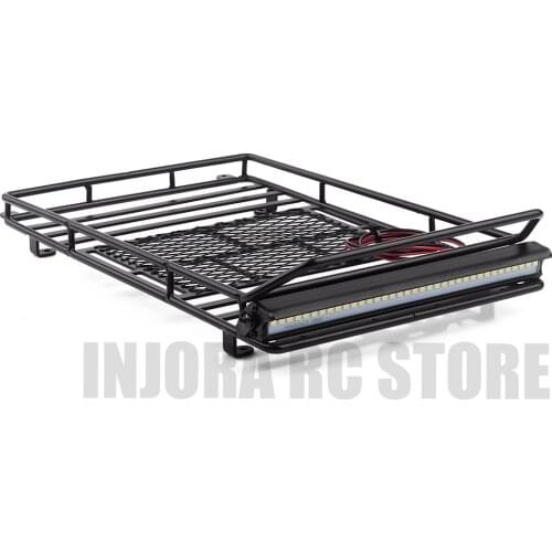 Metal luggage Carrier Roof Rack with LED light Bar for 1/10 RC Crawler Axial SCX10 TRAXXAS TRX-4