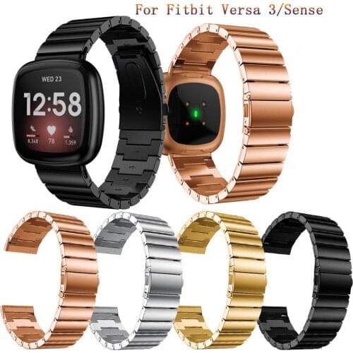 Stainless Steel Metal Strap For Fitbit Versa 3/Sense Smart Watch Band Replaceable Wristbands Correa For Fitbit Versa 2/Lite 1