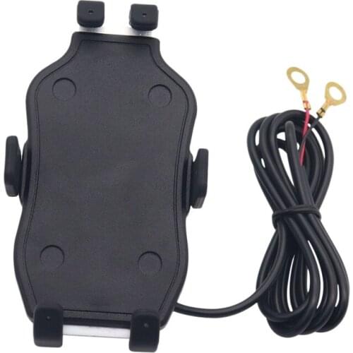 Motorcycle Mobile Phone Holder with USB 3.0 Quick Charge Adapter for 22-32mm Handlebar 360 Rotation Cell Phone Holder