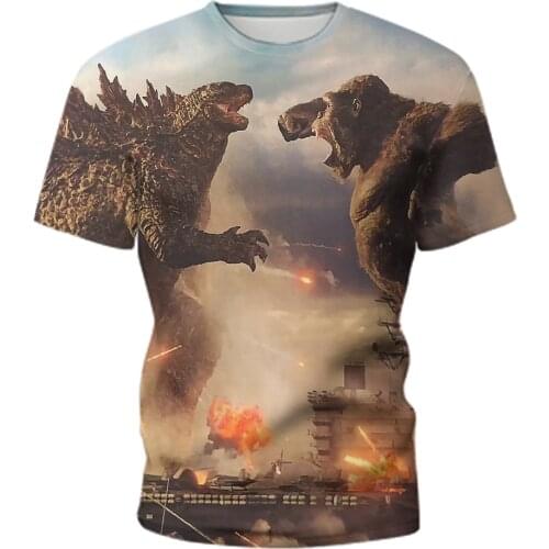 2021 New Mens 3DT Shirt Movie Image Monster King Kong Graphic Print T-shirt Fashion Trend Hip Hop Round Neck Clothes