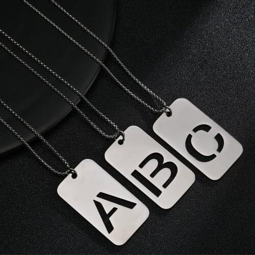 Top Quality stainless steel Men Boy Initial Letter Necklace Silver Color 26 Letters Charm Necklaces Pendants Jewelry