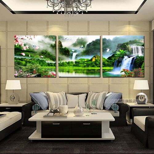 No Frame 3 Pieces Modern Landscape Mountain Print Oil Painting Picture Cuadros Wall Art Canvas Painting for Living Room HY15