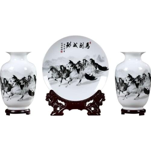 Jingdezhen Ceramic Vase and plate set Arrangement Living Room Flower Arrangement