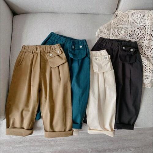 2021 new girls boys long pants cotton autumn cool kids pants