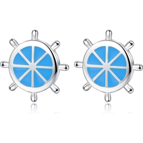 New 2020 925 Silve Blue Rudder Earrings Ladies Ear Jewelry Wholesale