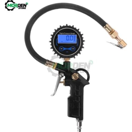 New Digital Pressure Gauge 200 PSI Air Chuck & Hose Pistol Type Automobile Pressure Gauge with Car Truck Air Tire Inflator