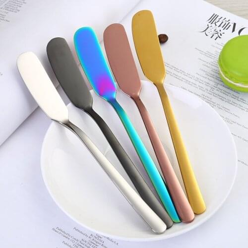 Stainless Steel Butter Knife Long Handle Jam Butter Cheese Spatula Western Tableware Cream Dessert Knife Kitchen Baking Tools