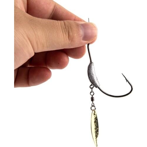 Offset Fishing Hooks With Metal Spoon Slice Jig Head 2g-7g Wide Crank Fishhooks
