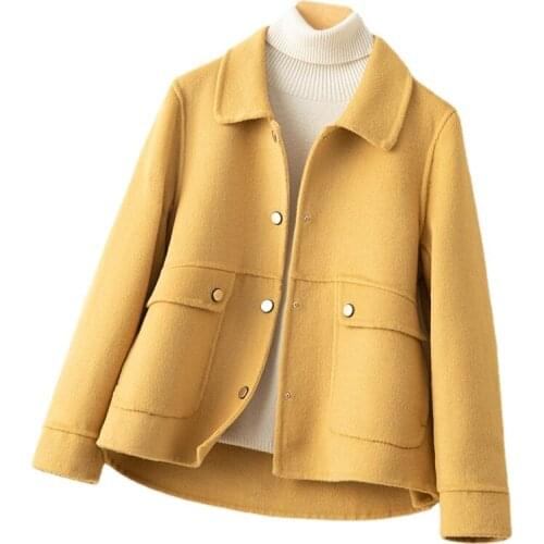 Autumn Coat Women 2021 New 100% Wool Coats Female Short Ladies Korean Women Clothing Outwear Spring Jaqueta Feminina WPY4053