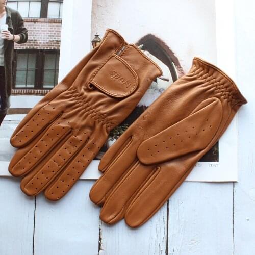Spring new mens and womens sheepskin gloves touch screen single thin leather gloves sports golf driver driving gloves