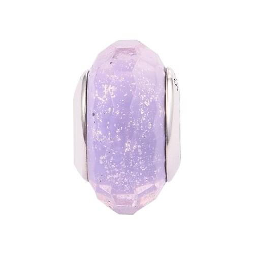 Fits For Pandora Bracelets Purple Shimmer Murano Glass Beads 100% Sterling Silver Charms Free Shipping
