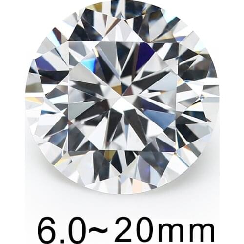 Size 5mm 8mm 10mm (6~20mm) AAAAA Round Brilliant White Larger Cubic Zirconia Stones Loose CZ Gems For Jewelry