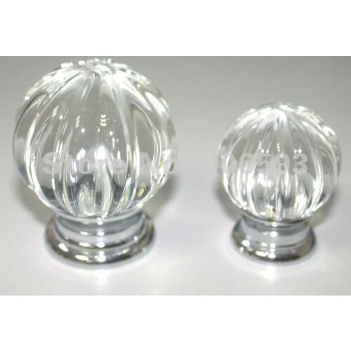 20PCS/LOT FREE SHIPPING 40MM CLEAR MELON CRYSTAL KNOBS ON CHROME ZINC BASE