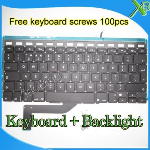Brand New For MacBook Pro Retina 15.4" A1398 UK keyboard+Backlight Backlit+100pcs keyboard screws 2013-2015 Years