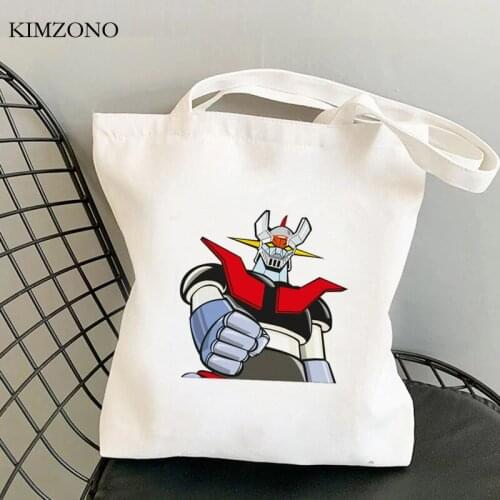 Mazinger z shopping bag recycle bag grocery bolsa handbag reusable cotton bag fabric shoping sacolas