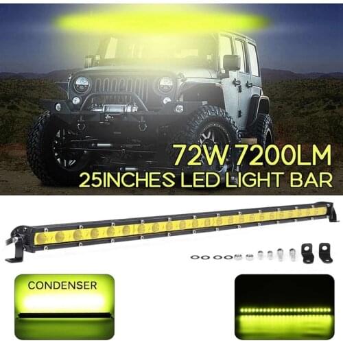 LED Light Bar High Power Yellow Led Bar Offroad 12V/24V 72W SPOT Combo Beam 4X4 Work Light Bar for Trucks ATV SUV