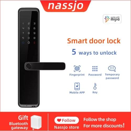 Nassjo Smart Door Lock Digital Electric Lock Intelligent Fingerprint Door Lock For Xiaomi Mijia Mihome APP WIFI Bluetooth
