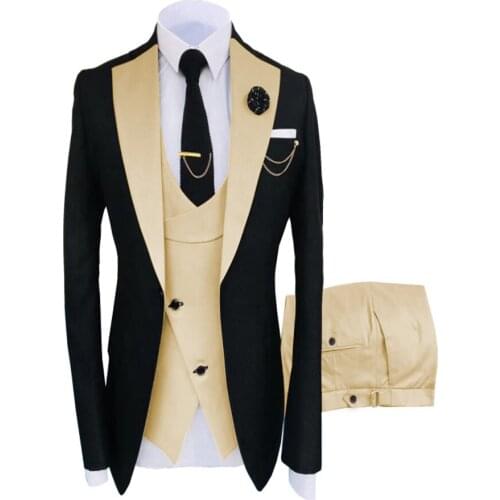 High Quality Black Wedding Costume Homme Groom Bridegroom Wear Tuxedos Blazer Slim Fit Terno Masculino Mens Suits 3 Piece