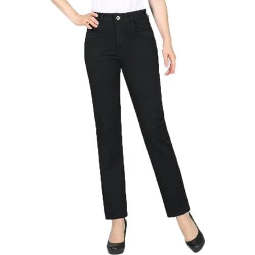 Women Black Jeans Pants Denim Straight Trousers Zipper Fly Pantalones Mujer Spring Autumn Plus Size Denim Trousers Jeans Pant