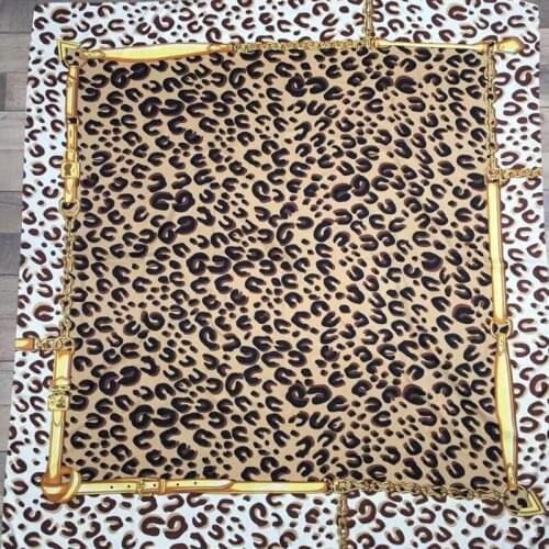 New woman Fashion silk Scarf flower Leopard print 130*130 big Square scarf Decoration wife Gift headscarf high quality Shawl