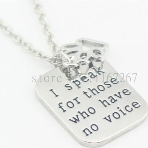 2016hand stamped"I speak for those who have no voice"paw print necklace veterinary vet tech animal rescue veterinarian dog lover