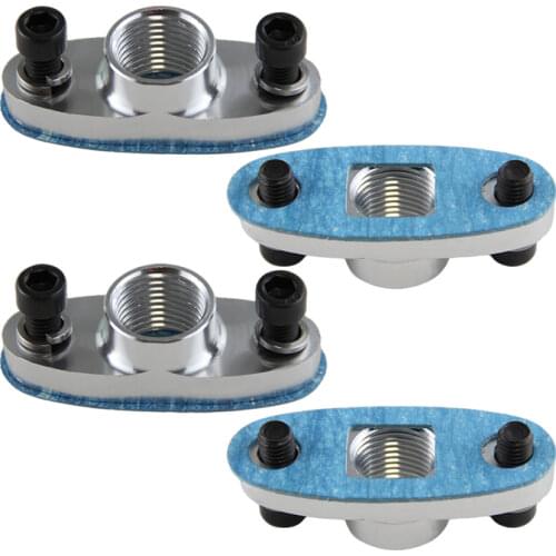 4 Pcs 1/2" NPT T3 T4 Female Turbo Oil Drain Outlet Flange Gasket Adapter Black/Silver