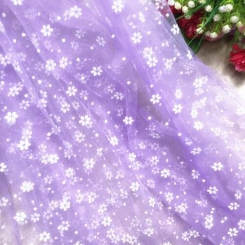 3 yards Purple Floral Dots Gauze mesh Lace Tulle netting lace polka Swiss dots fabric tulle For Wedding Veil Dress Tutu Dress