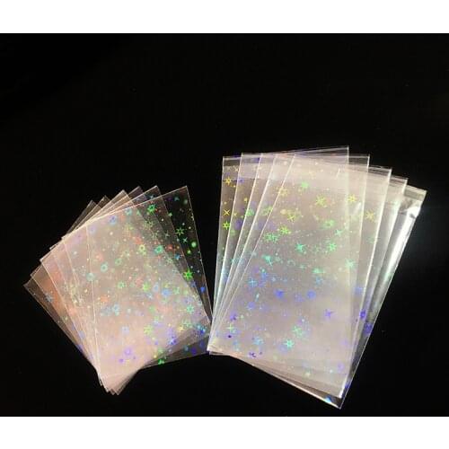 50Sheets Stars Holographic Photo Card Sleeves Storage File Folder Desk Container Makeup Organizer Bag Postcard Game Holder