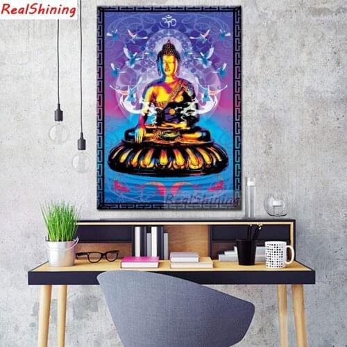 5D Diy Diamond Painting Cross Stitch full Square Diamond Embroidery Buddha statue picture for room Decor H2465