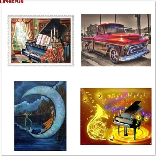5D Full Drill DIY Diamond Painting piano car moon Square/round Diamond Embroidery Cross Stitch Diamond Home Decor still life