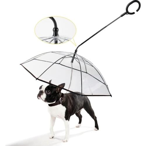 Transparent Umbrellas for Pets Automatically Umbrella with Chain Leash Dog Raincoat Rainy Outdoors Accessory Anti-wind Strong