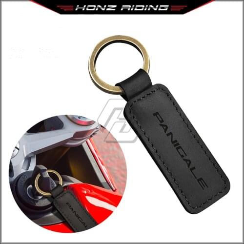For Ducati 899 959 1099 1199 1299 Panigale V4 Key Motorcycle Keychain Cowhide Key Ring