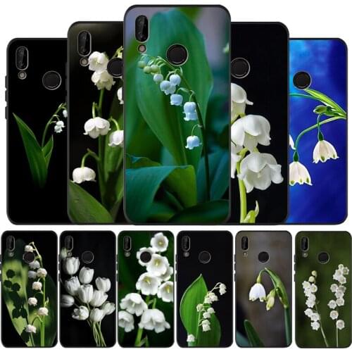 Lily of the Valley Flower black Phone Case for huawei P40 P30 P20 P10 Pro lite P9 Lite nova 4E 6SE Psmart 2019 Y6 9 Prime