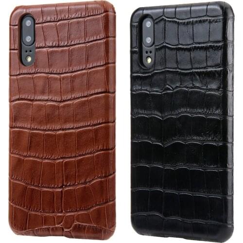 4 colors crocodile grain genuine leather business back cover for Huawei P20 real cowhide skin phone case for Huawei P20 Pro