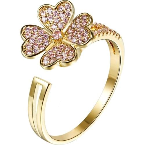 Dara 2021 Clover Lucky Rings For Women For Hip Hop Clothes